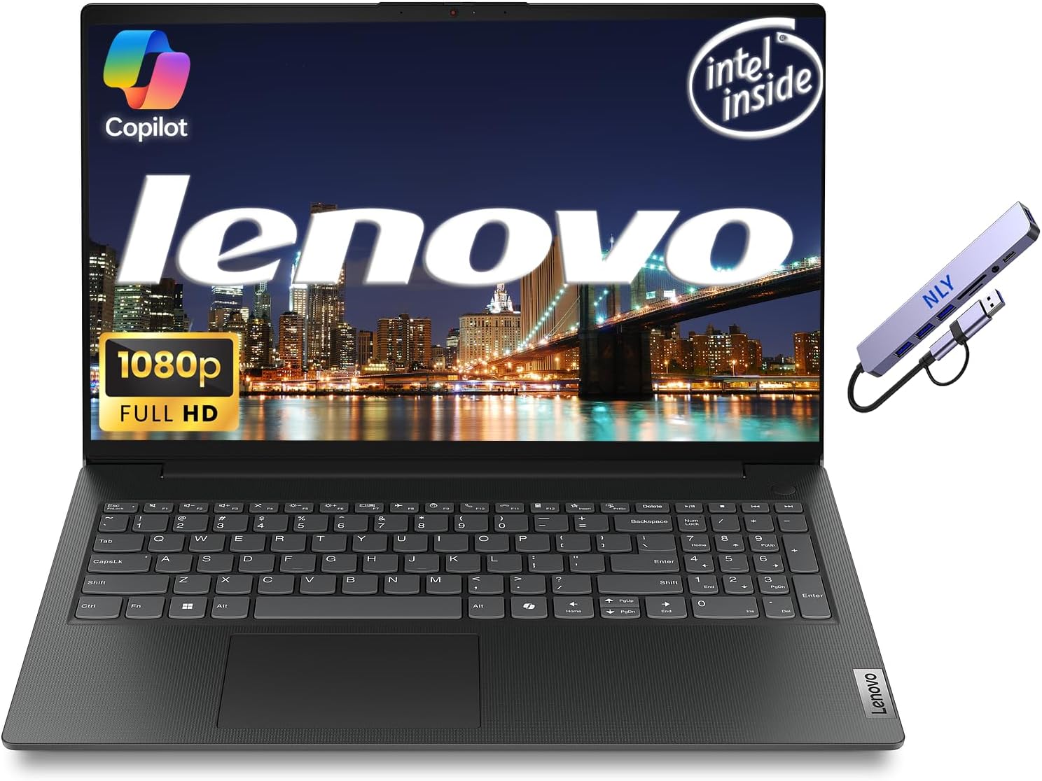 Lenovo V15 G6 15.6” FHD Business Laptop Computer, Quad-Core Intel N150 Processor, Windows 11 Pro 32GB DDR5 RAM 1TB SSD, Numeric Keypad, RJ-45, Wi-Fi 6, NLY Docking Station, Black