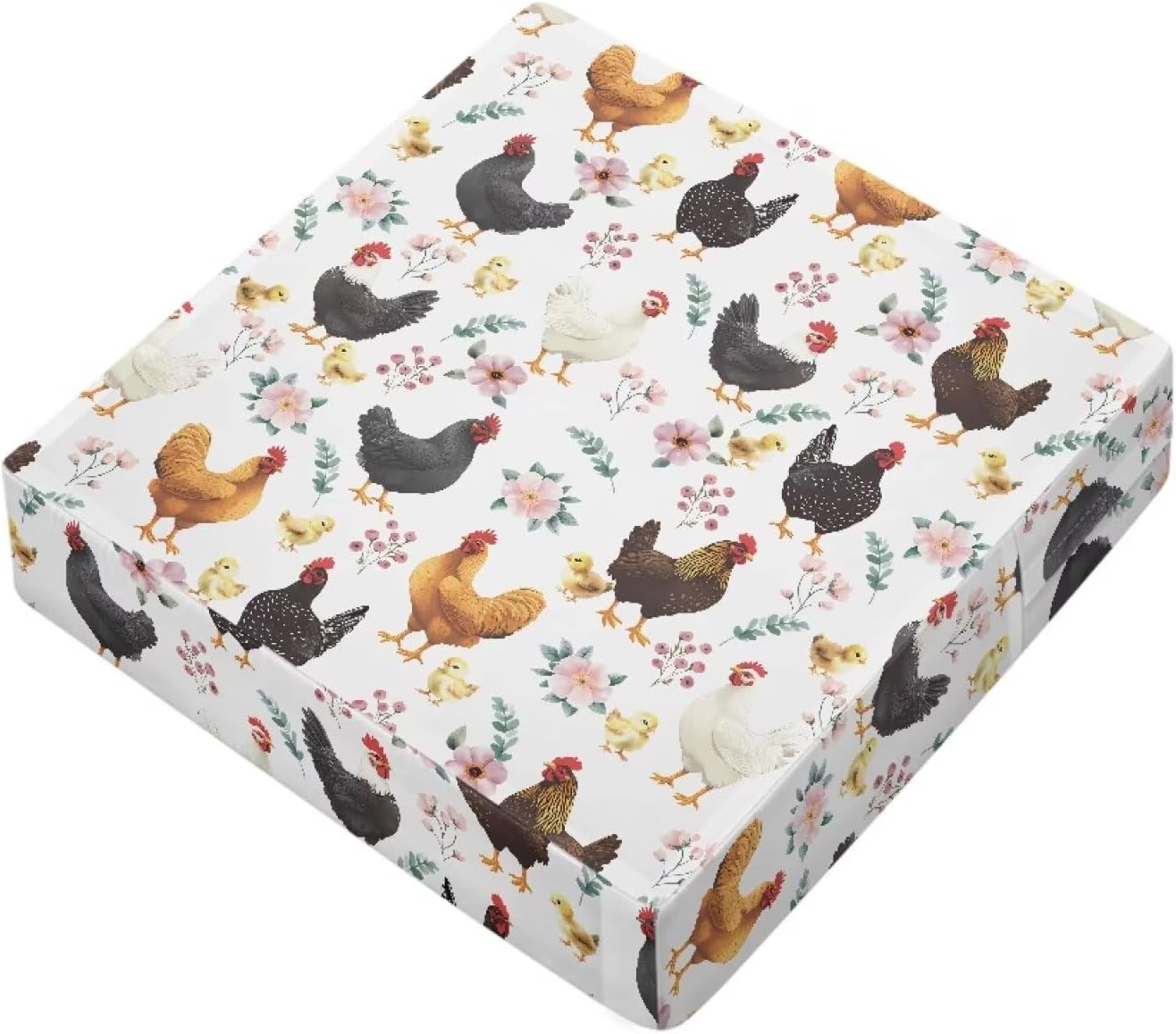 Rooster 4 Pcs Chair Covers Square Chair Seat Cushion Protector Set Gift for Women Waterproof Seat Pads Non Slip