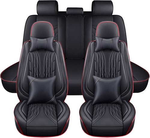 Miniatura 9 de 5 fundas de asiento de piel sintética impermeable para asiento de automóvil, ajuste universal para Optima Soul Kicks Versa y más, negro y gris con 4