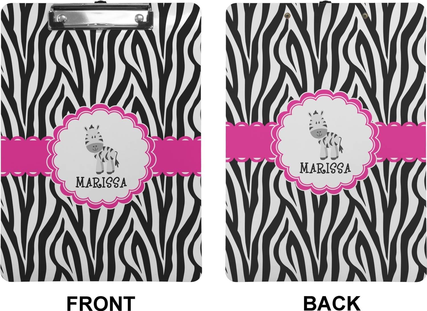 Personalized Zebra Clipboard (Letter Size)