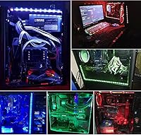 Vista 3 de Tira de iluminación LED RGB para computadora a través de imán con controlador para computadora de escritorio, torre media torre completa