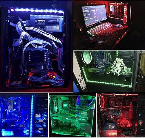 Miniatura 3 de DS leddess Tira de iluminación LED RGB para computadora a través de imán con controlador para computadora de escritorio, torre media torre completa