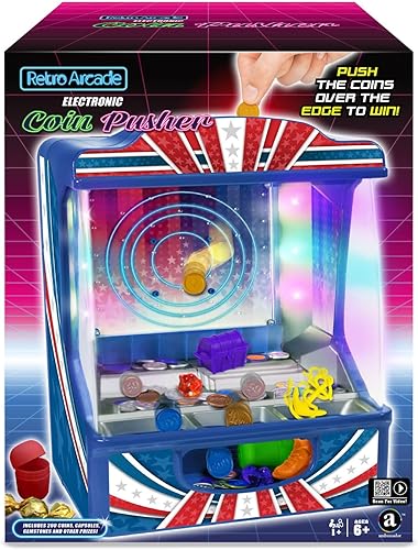 Miniatura 2 de Merchant Ambassador Retro Arcade Electronic Coin Pusher - Juego de mesa, empuja las monedas sobre el borde para ganar, 1 jugador, a partir de 6 años