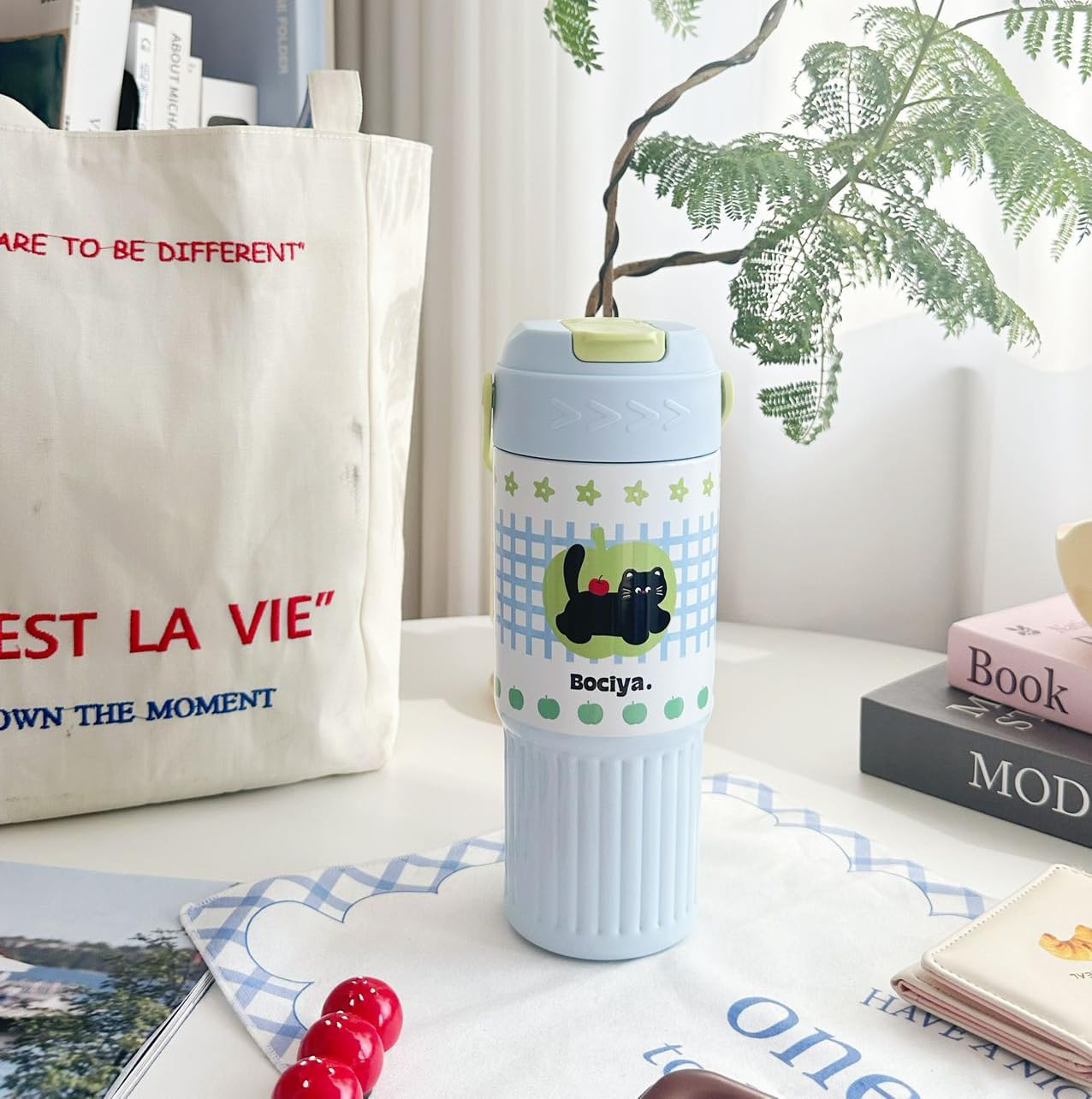 ZZT Cute Animal 23 oz Insulated Tumbler with Straw and Lid, Stainless Steel School Travel Working With Dust Cap,Great Gifts for Women & Girls (Blue) - Image 4