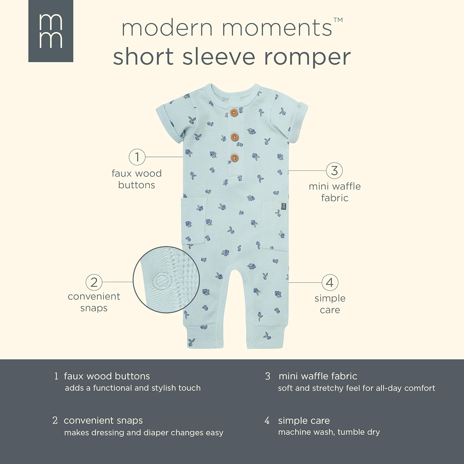 Modern Moments by Gerber unisex Short Sleeve Long Leg Romper - Image 6