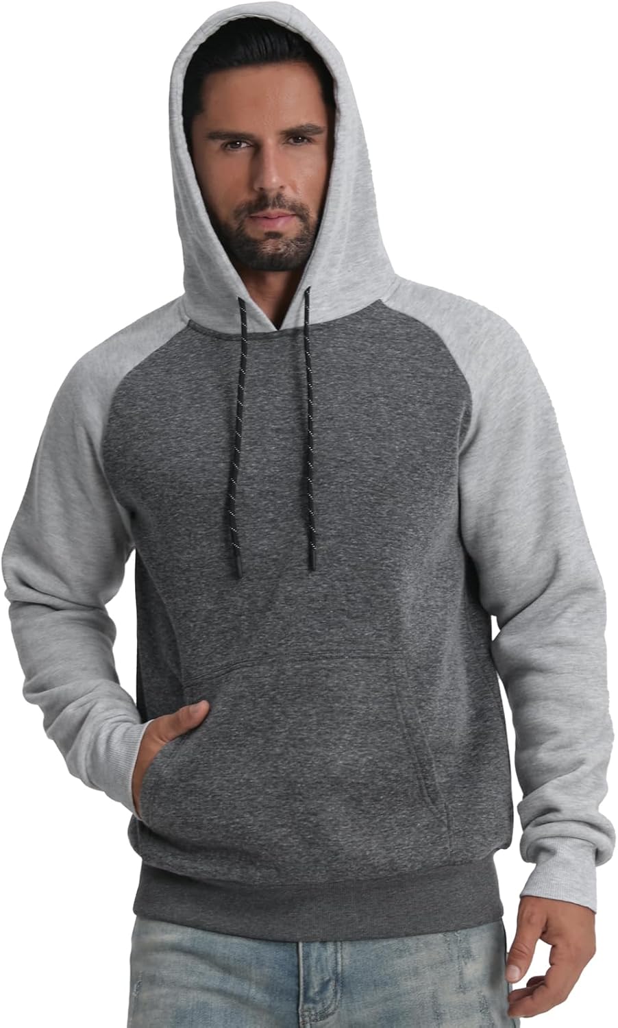 Fleece Hoodies Sweatshirts for Men,2/3 Pack Patchwork Athletic Workout Hooded Pullover With Kangaroo Pocket - Image 7