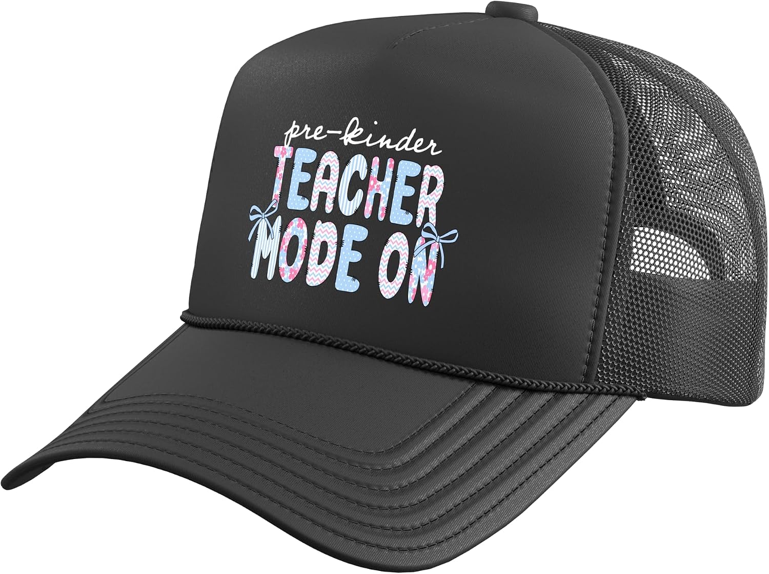 Pre-Kinder Teacher Mode On PreK First Day of School Trucker Hat with Adjustable Mesh Back