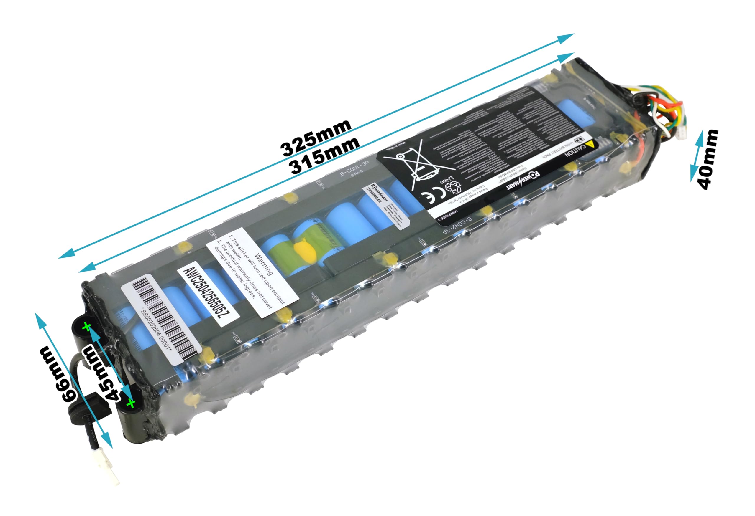 PowerSmart Batería de Litio 36V 7800mAh para Xiaomi 1S, M365, Mi3