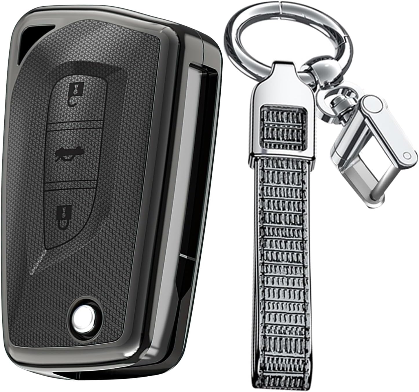 KUNIO PC Car Key Fob Cover Case Fit for Toyota Corolla Yaris Aygo Runner Avalon Camry LE SE Corolla Key Protective Cover Keychain Key Holder Key Cover Auto Key Shell Car Accessory 3 Button A Black