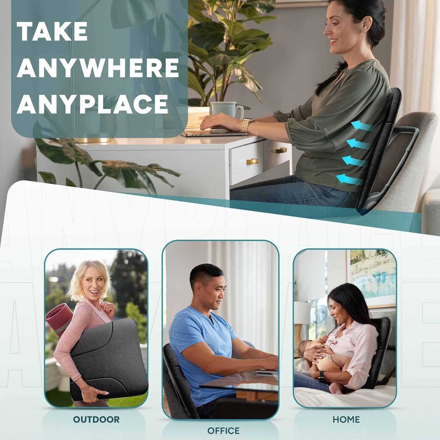 READY ROCKER Ultra| Adjustable Ergonomic Portable Rocker | Back Pain Relief & Relaxation | Back & Lumbar Support for Chair | Lightweight & Portable | 4.0 Model (Dove) — view 6