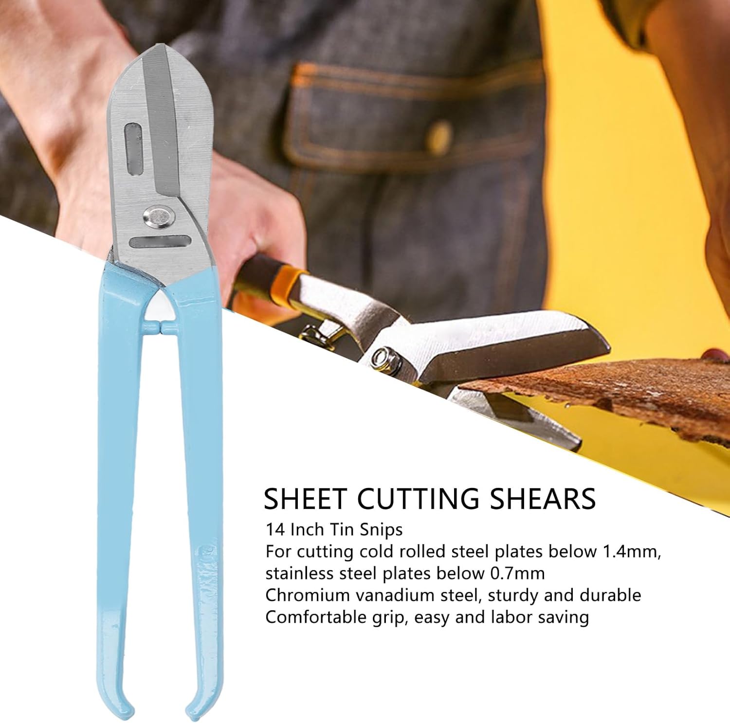 Tin Snips, Steel Metal Sheet Shears, Rustproof Sheet Cutting Shears, Metal Sheet Cutter, Metal Cutting Shears, Straight Cutting Tin Snips for Steel
