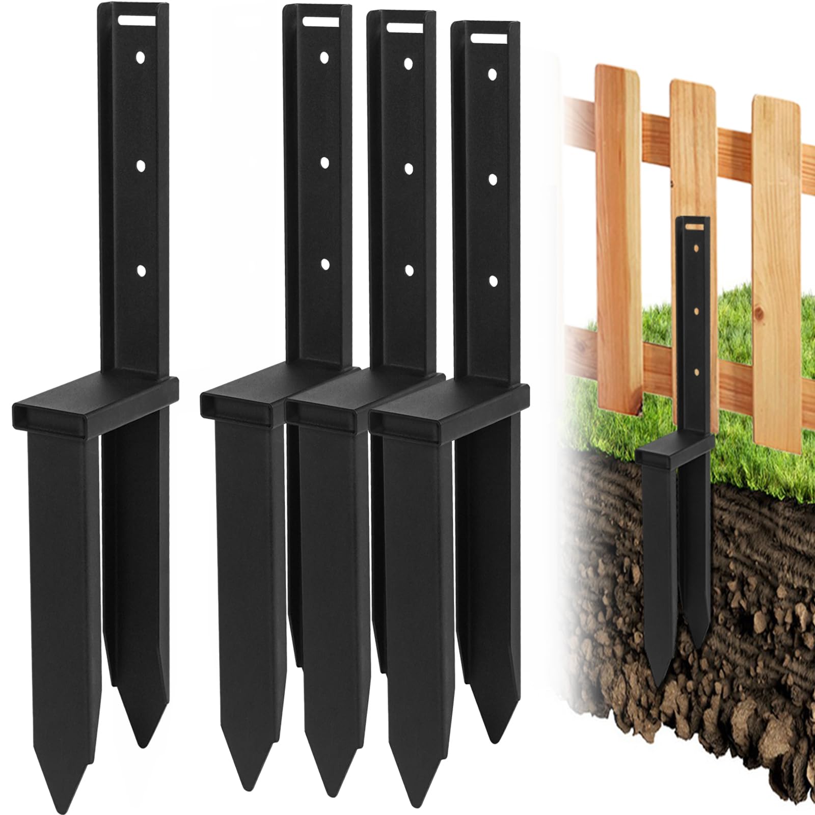 Piquets de réparation de clôture (lot de 4) robustes pour poteau endommagé et boîte aux lettres