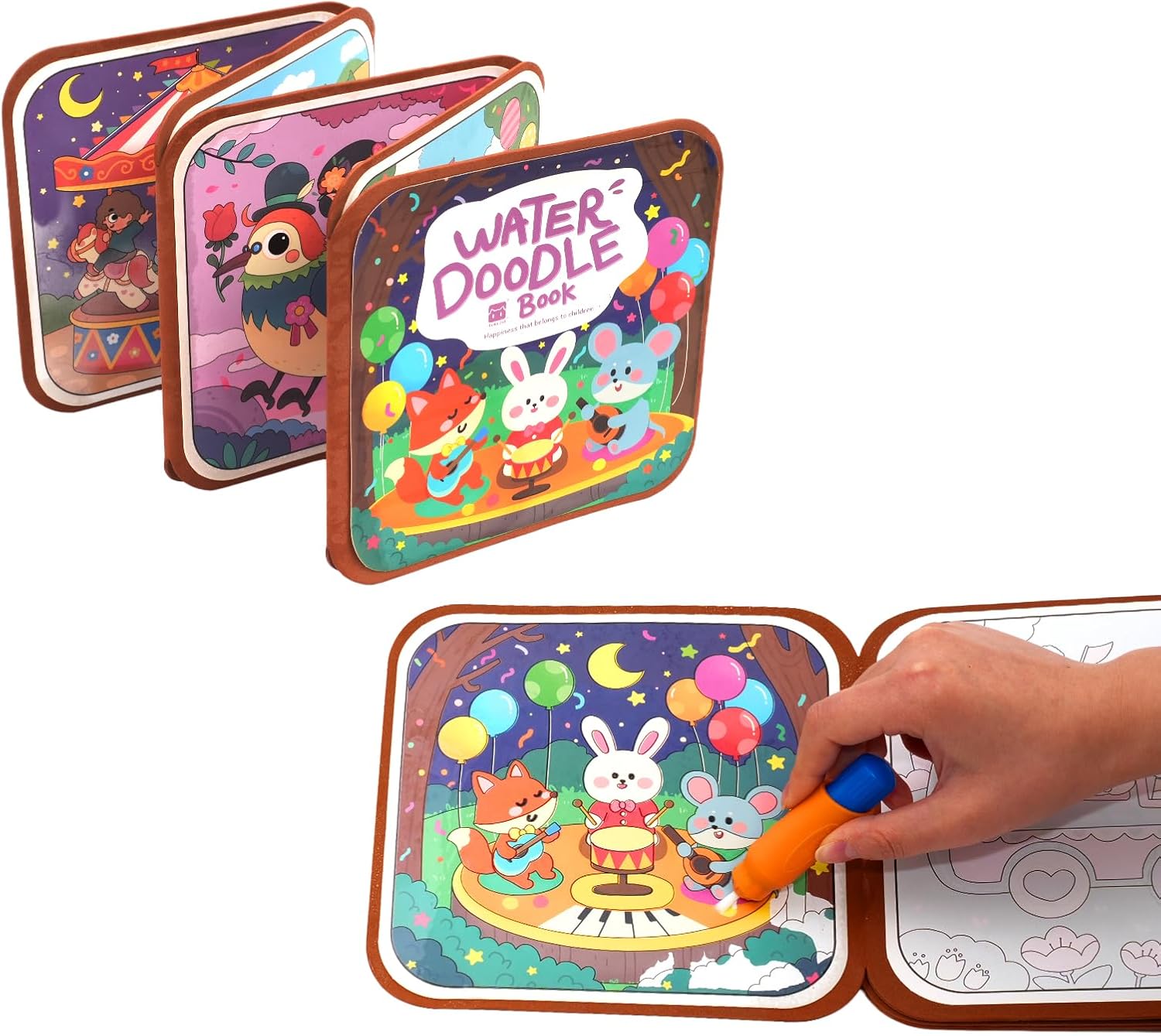 GAOUREL Reusable Water Painting Set for Cognitive Soothing Activities, Animal Patterns, Easy Clean, Ideal for Nursing Home & Home Care (8 Pics)