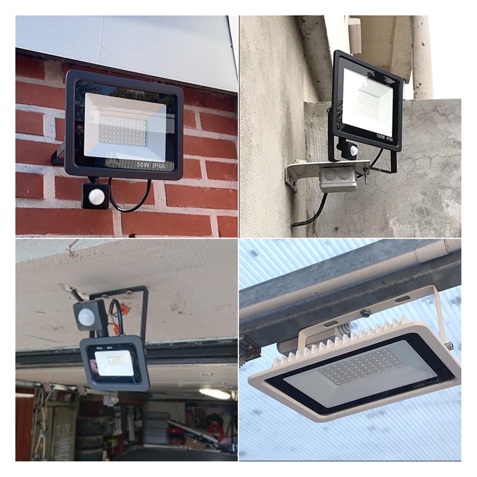 Focos exteriores, Reflector LED Con Sensor De Movimiento RIP IP66, Impermeable For Exteriores, 50W, 100W, Foco For Paisaje Jardín, Luz Pared For Puerta Enlace(2700-3500K,Black 100W)