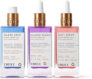 Truly Beauty After Shave Oil Trio | 3 Hydrating & Soothing Oils for Razor Burn Relief, Ingrown Prevention & Smooth, Soft Skin | Soft Serve, Glazed Donut & Glass Skin (3 Pc)