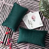 Vista 35 de 2 fundas para cojín decorativo de terciopelo con pompones