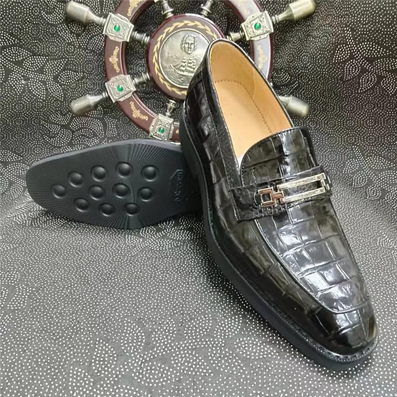 Auténticos zapatos de vestir de piel de cocodrilo exótica para hombres de negocios, puntera cuadrada, mocasines de vestir de piel de cocodrilo auténtica para hombre