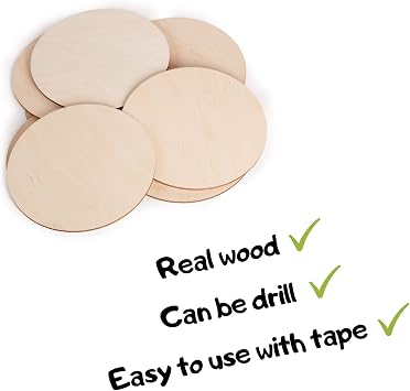 Wooden Circles - Unfinished Round Natural Wood - Unpainted Wood Slices - Cutout Wooden Discs - Plywood Circle for Art and Craft, Painting, DIY, Pack of 8, 7 Inch Diameter