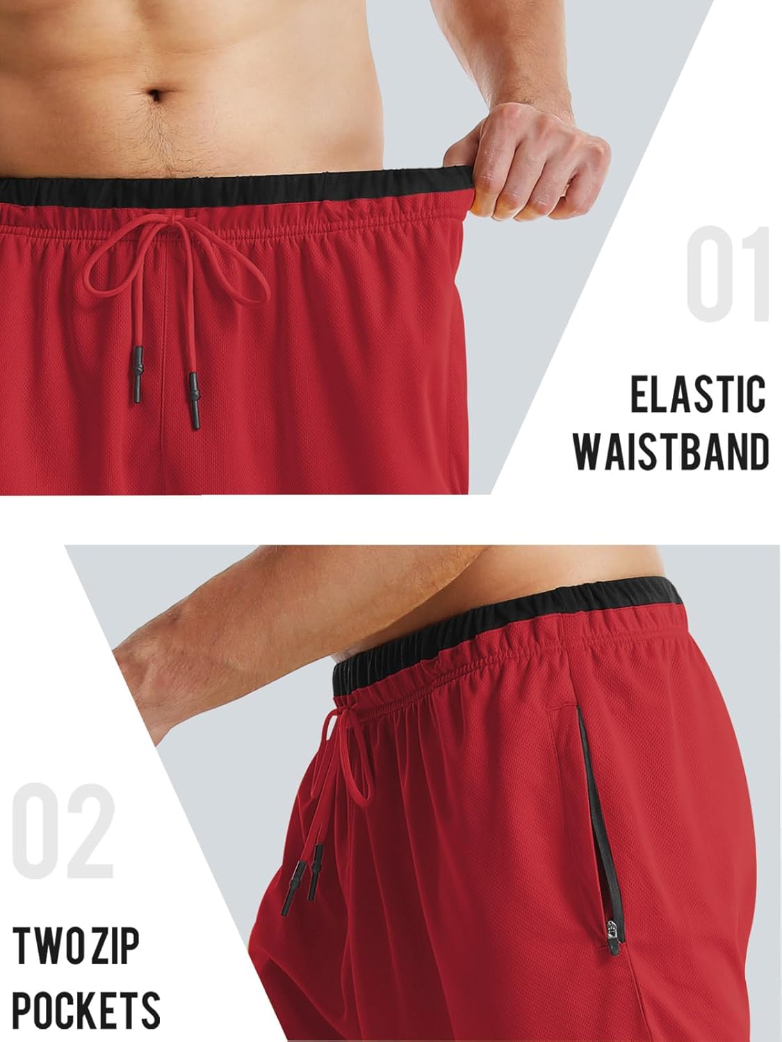 Aolesy Men's Gym Workout Shorts 5"/7"/10" Lightweight Bodybuilding Athletic Shorts Running Training with Zip Pockets - Image 5