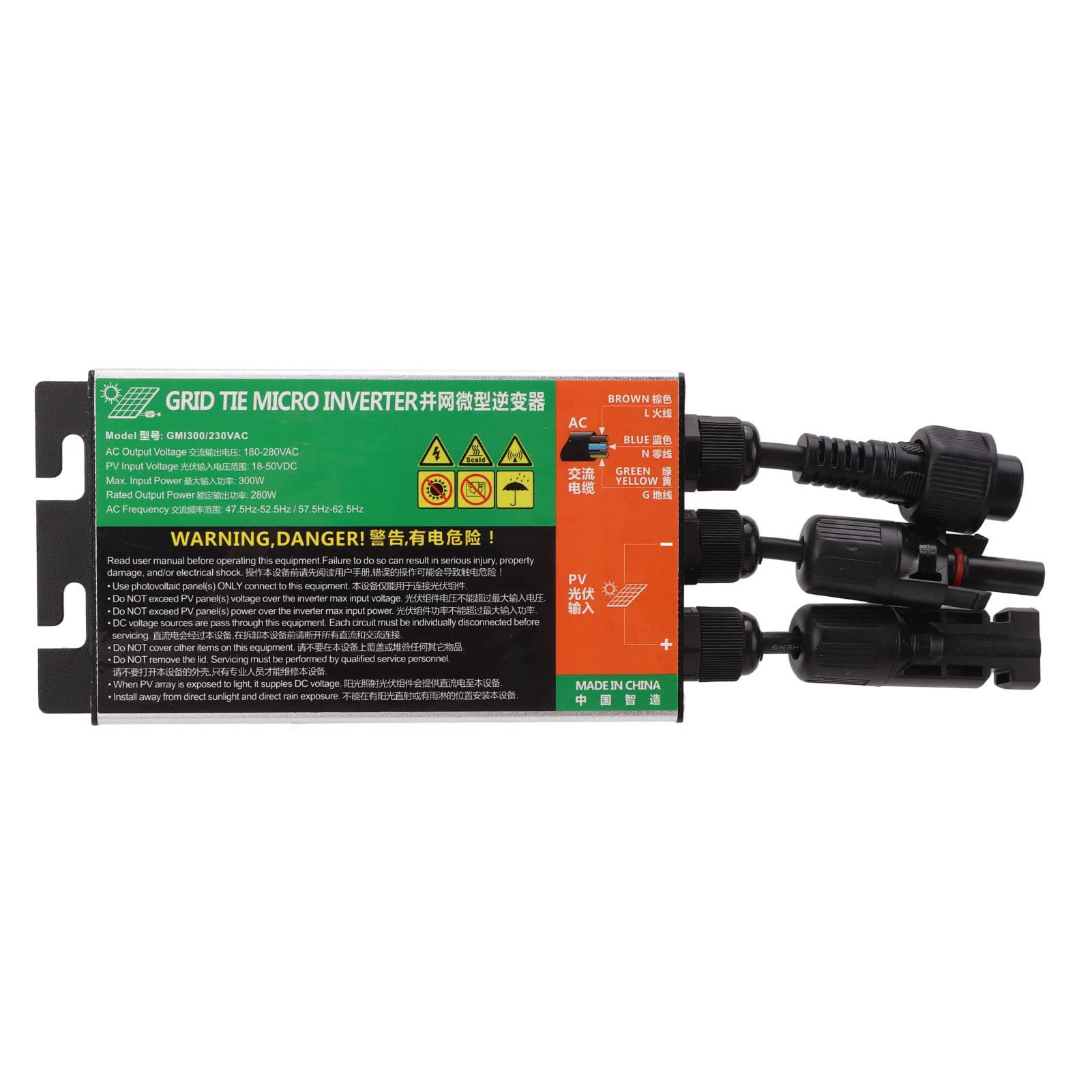 VOBOR Micro onduleur Solaire,Série GMI 300W 230V Micro-onduleur Solaire et onduleur MPPT Grid Tie,Onduleur sinusoïdal Pur