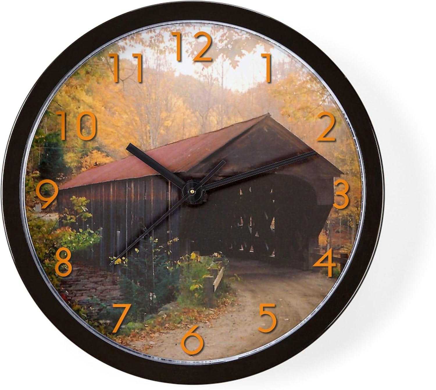 CafePress Vermont Covered Bridge 10" Wall Clock for Livingroom, Kitchen, or Office