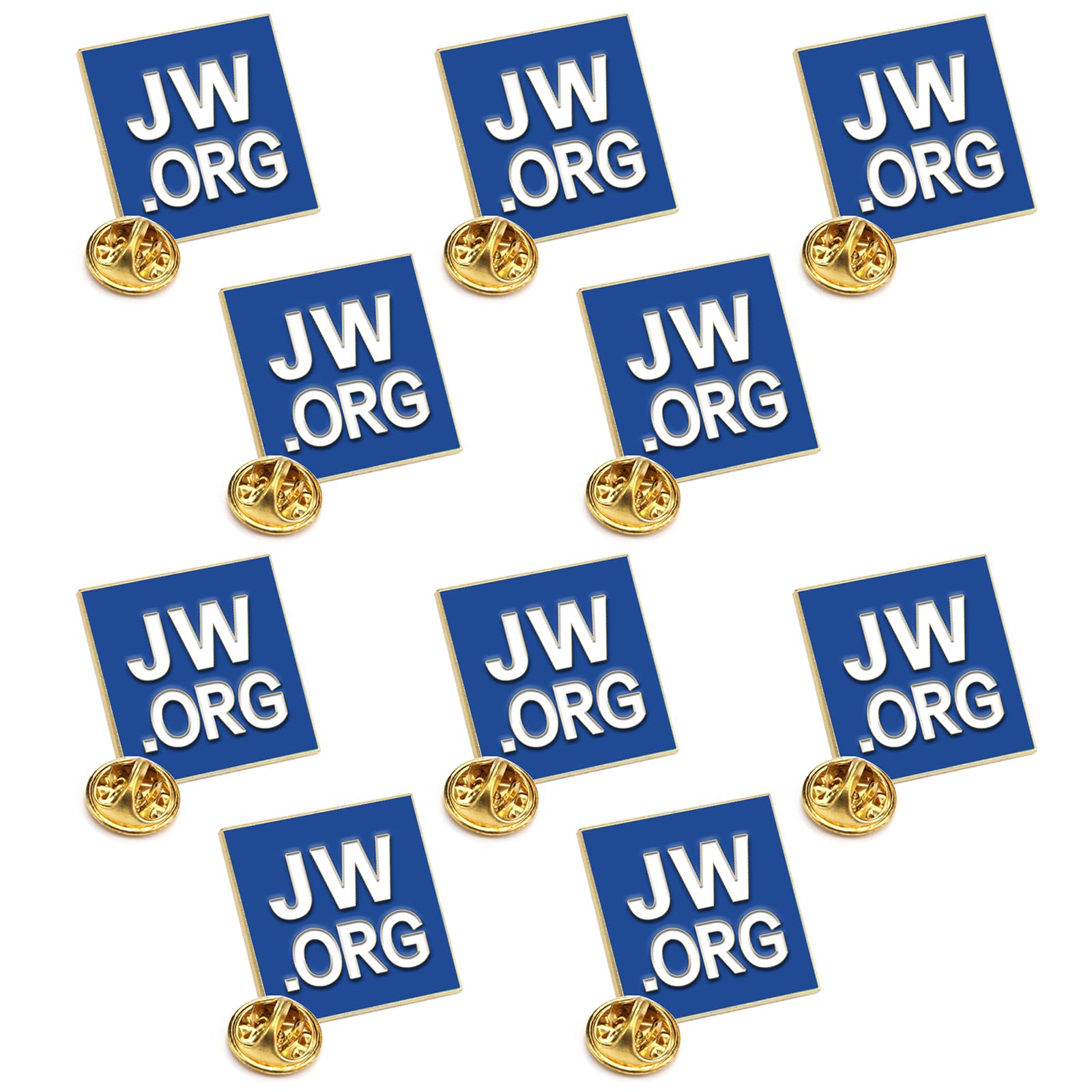 JW.ORG Square Gold Lapel Pin Jehovah Witness - 1" Square Blue Lapel Pin 10 Pack，Elegant Ministry Accessories, Ideal Gift for Meetings and Conventions