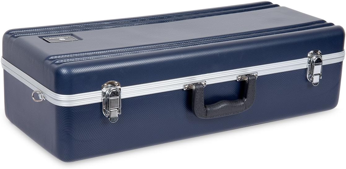 Crossrock ABS Alto Saxophone Case – Rectangular Blue Diamond Texture, Deep Blue Velvet Interior, Security Lock & Detachable Strap