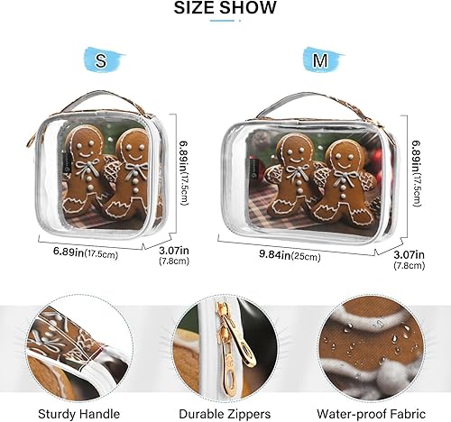 Miniatura 4 de Christmas Gingerbread Men Clear Toiletry Bag for Traveling,2 Pack Makeup Cosmetic Bag with Zipper,Travel Bag for Toiletries,Travel Essentials