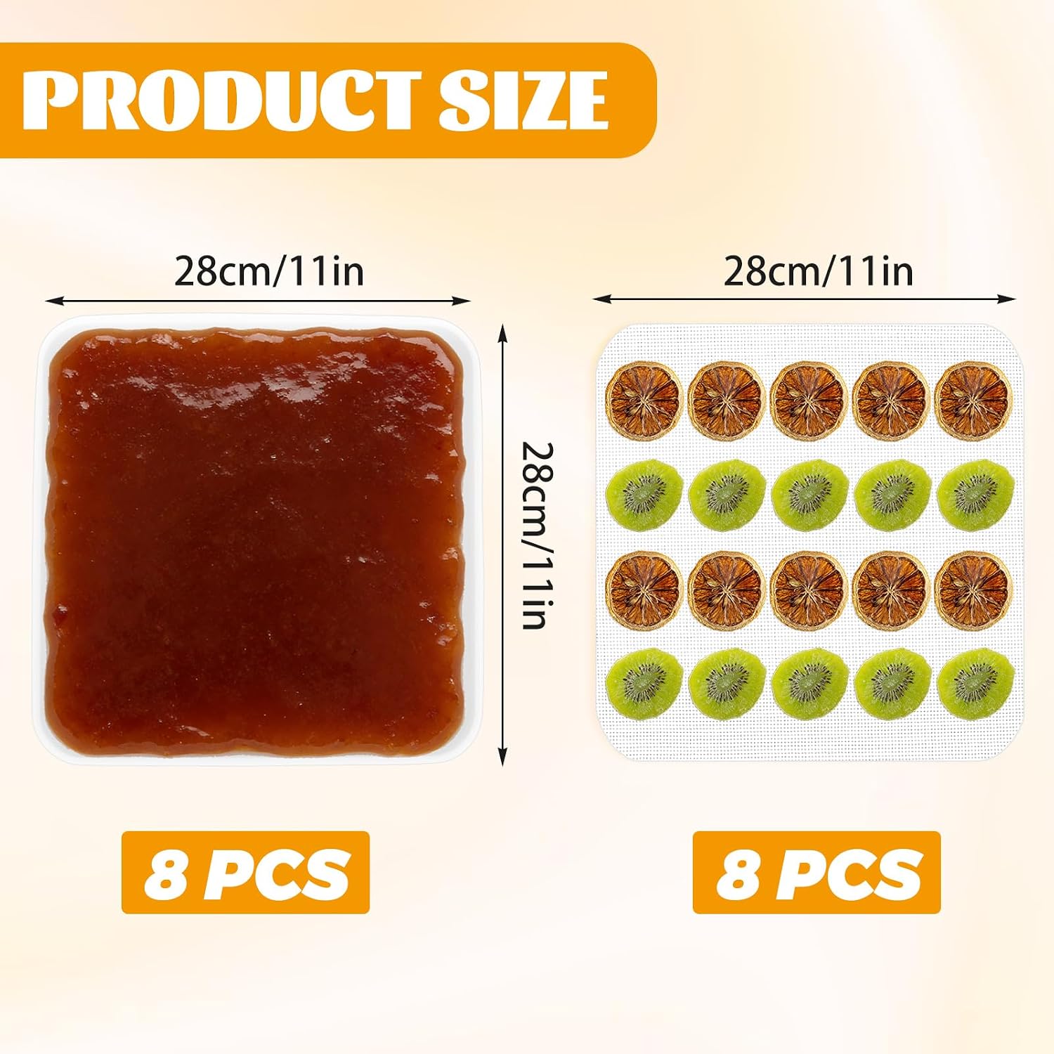 ASelected 16 PCS Mesh Silicone Dehydrator Sheets and Silicone Dehydrator Trays (11x11in), Reusable Non Stick Liquids, Herbs, Meat, Yogurt, Fruit Leather Trays for Dehydrator