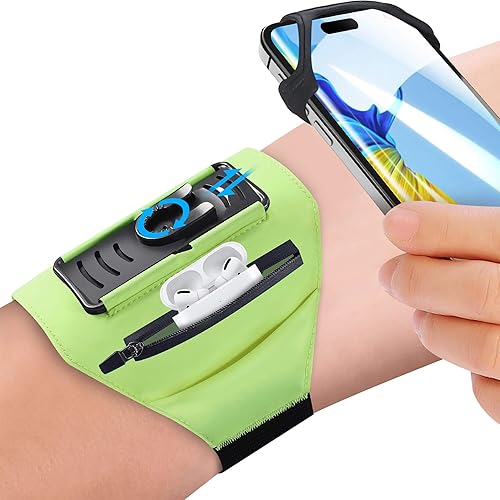 Brazalete desmontable y giratorio de 360  Correa reflectante con bolsillo con cremallera  Compatible con iPhone 16 15 14 Pro Max Plus Samsung Galaxy