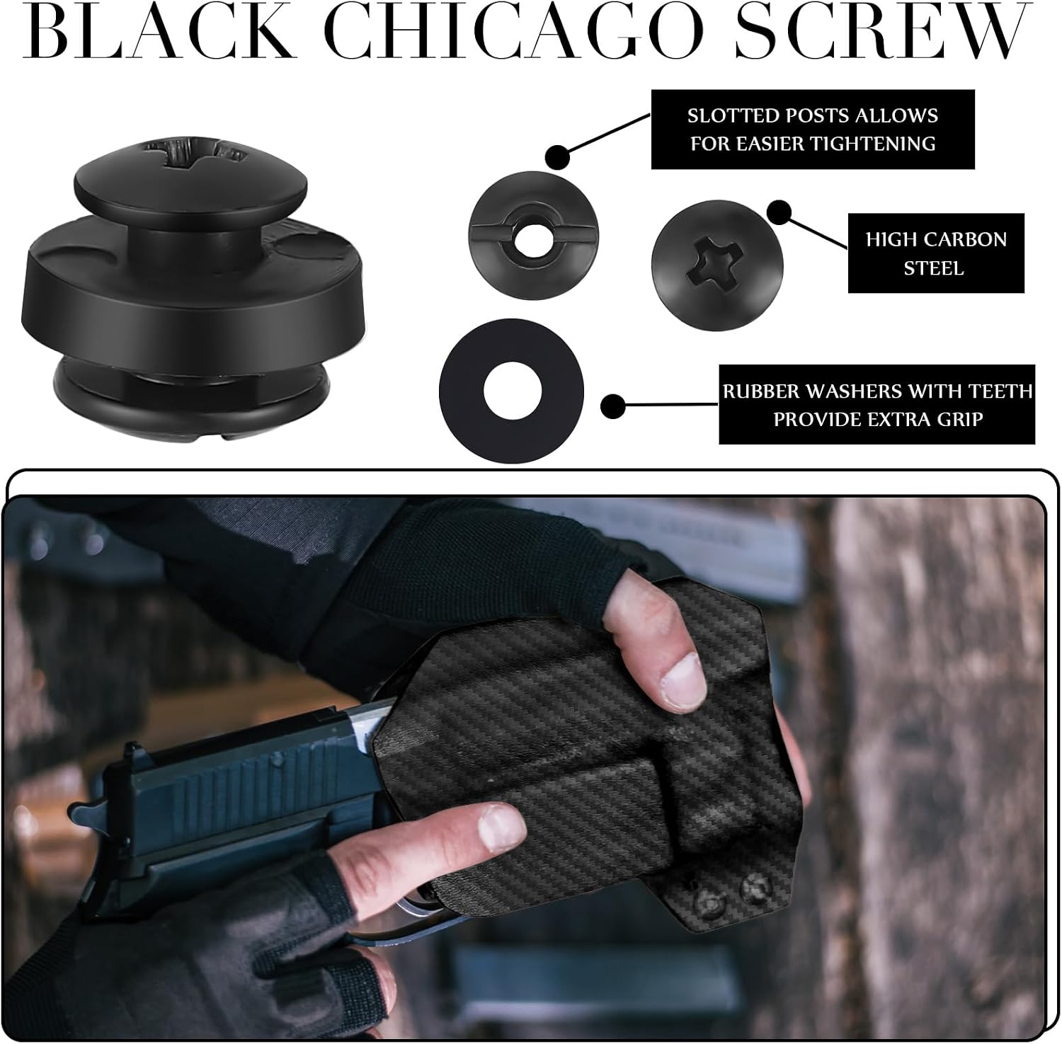 145 Pcs DIY Holster Kit Include Eyelet Hand Setter & Eyelet Combo Thermoform Sheet Cross Recessed Screw Head Open Slotted Fastener Rubber Washer for Making Knife Sheath Keel