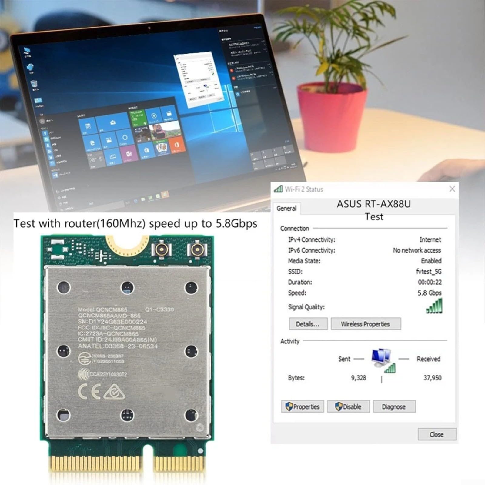 Scheda WiFi 7 M2 6GHz Adattatore Wireless Con BT 53 Modulo Per PC Portatile Desktop Tri-Band Interfaccia di Rete 24G/5G/6GHz Per Sistemi Windows 11
