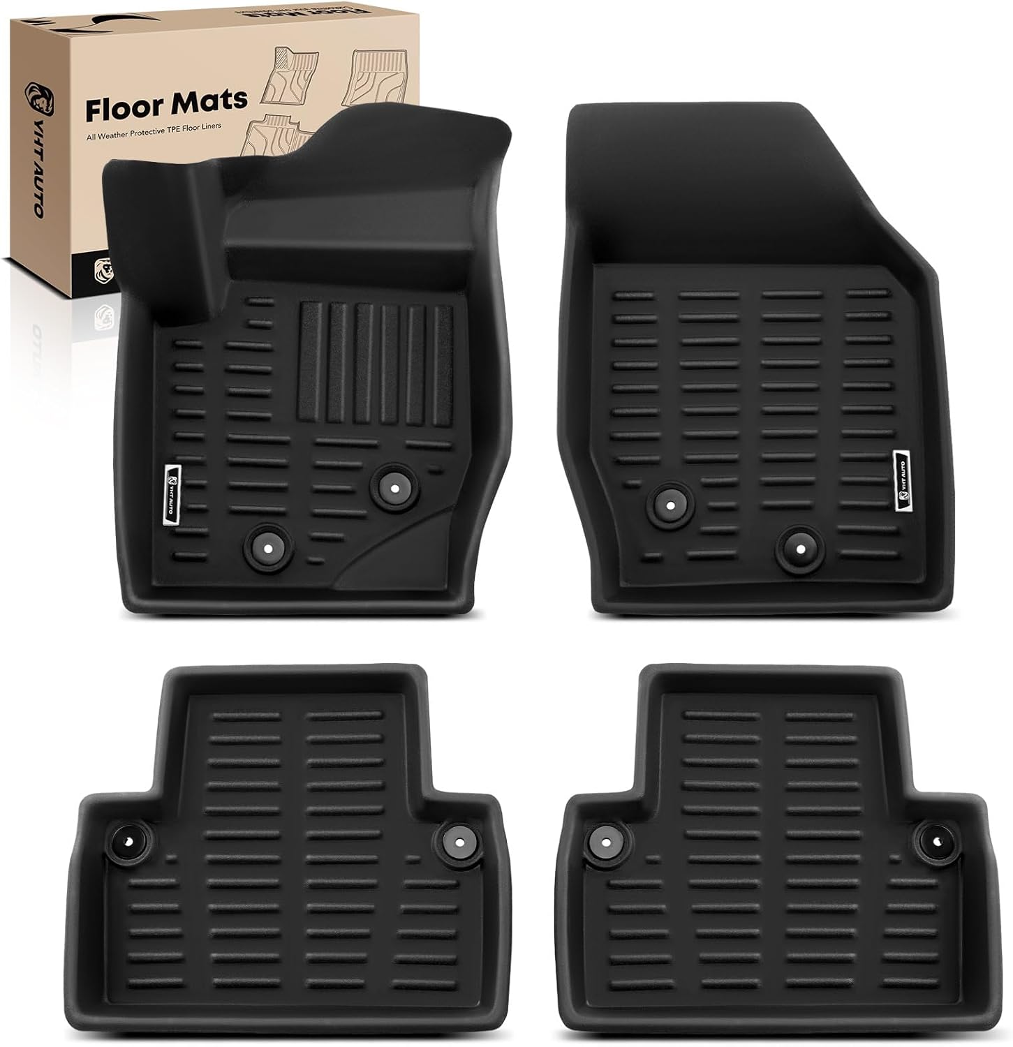 YHTAUTO Floor Mats Compatible with 2003-2014 Volvo XC90, TPE Floor Liners All-Weather Protection Custom Fit, 1st & 2nd Row, Set of 4 Black