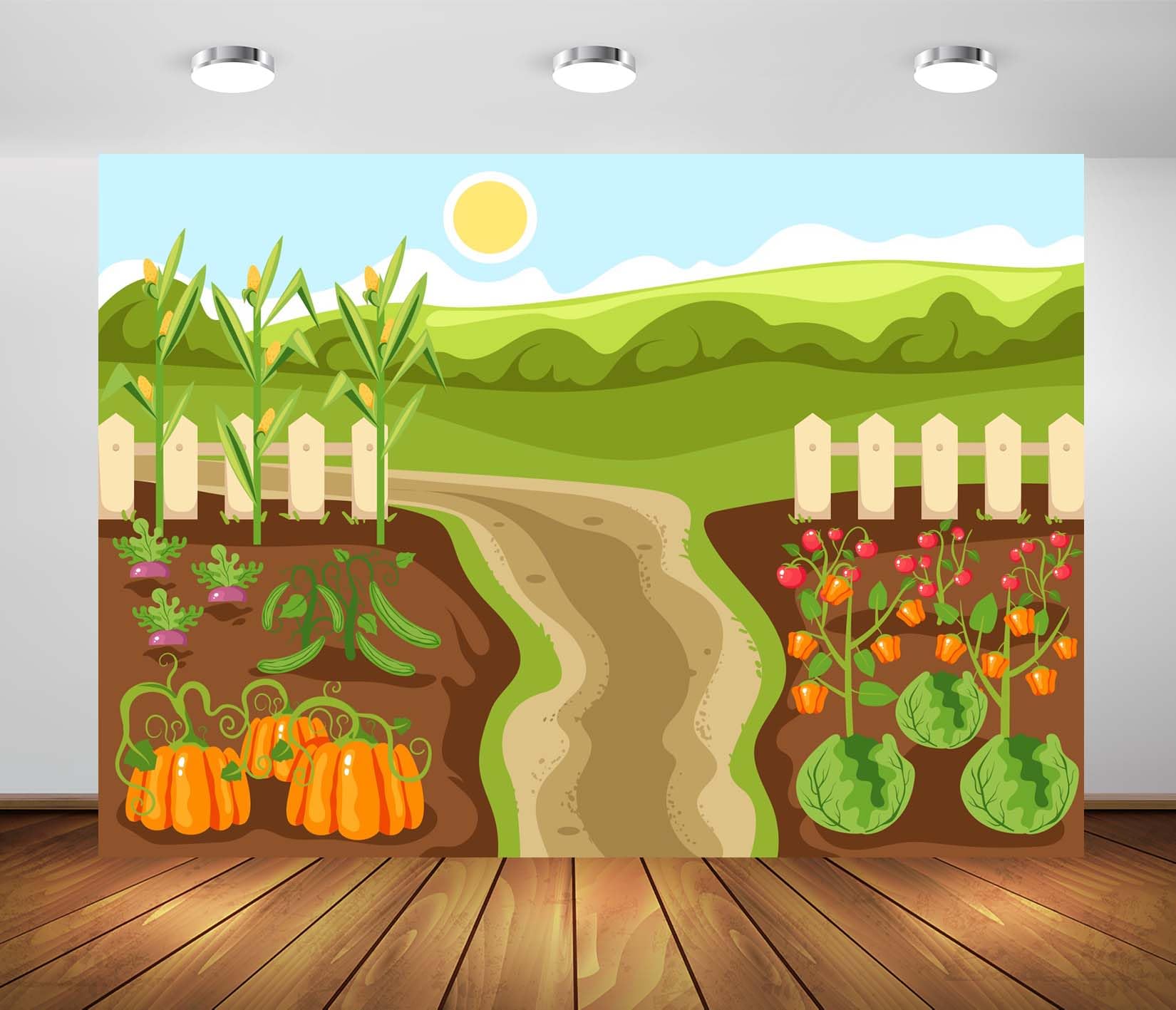 BELECO 3.6x3m Telo sfondo orto vegetale | Zucche mais pomodori terreno agricolo verde sfondo tema fattoria ritratti bimbi adulti studio foto