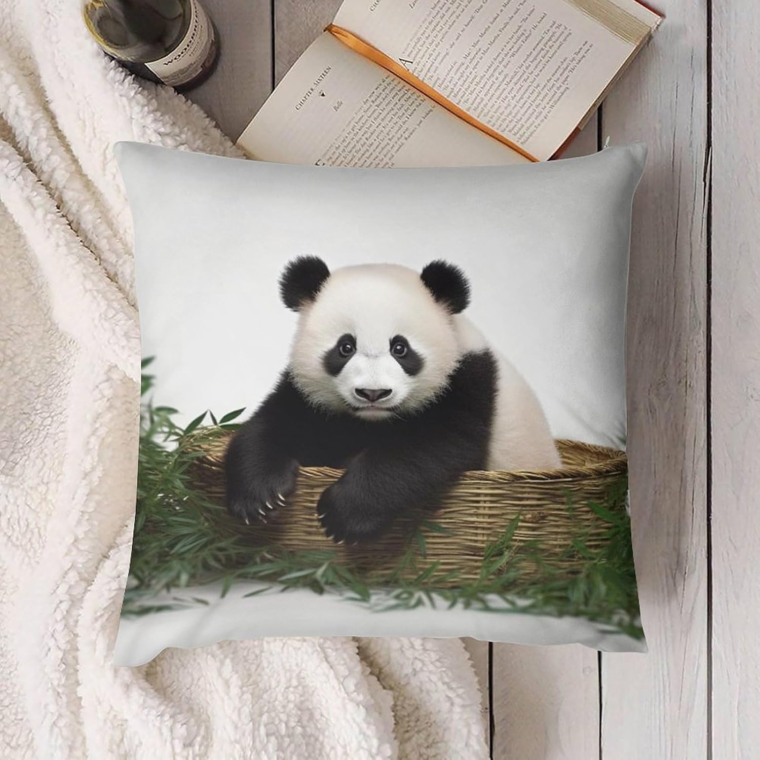 Zippered Pillow Cover, Pillow Protector, Panda Stars Printed Pillow Cover of 4, Pillow Not Included