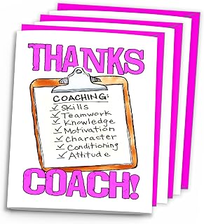 THANKS COACH! Clipboard 3-PACK (Pink) SPORTS POWERCARD Greeting Cards (5x7) 3-Pack Perfect for youth sports - COACH will love it! #AllProfitsToHelpKids ...