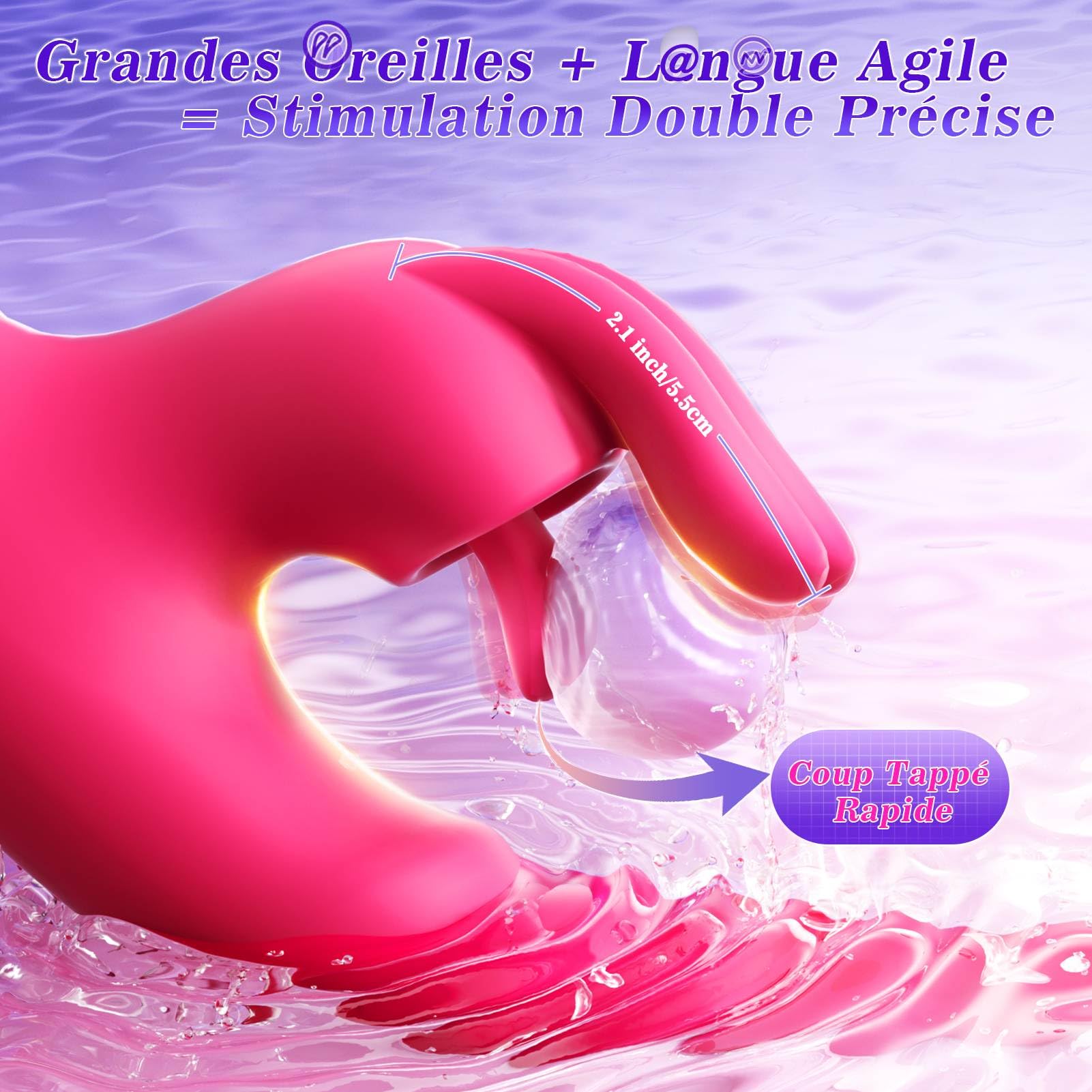 Rabbit Vibromasseurs Feminin, Sextoyse Femme Clitoridienne 12 Modes de Vibration, Tige Épaisse en Silicone Gode Vibro-masseur Sex Toys, Gode Femme Sex Vibrateures Jouet Adulte 23cm Dildo, +APP