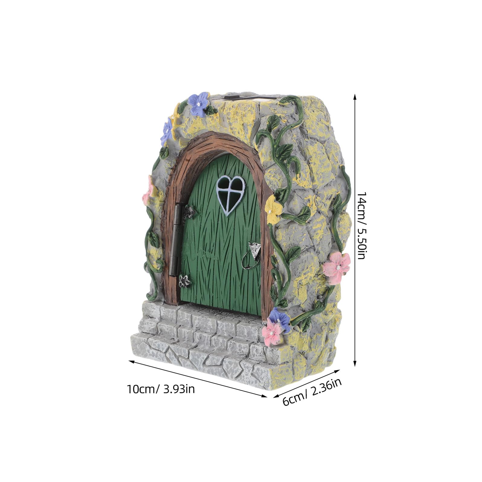 DOITOOL Puerta de Hadas para Jardín Resina con Luz Adorno Miniatura para Árbol Decoración Exterior Resistente la Intemperie para Patios y Bonsáis