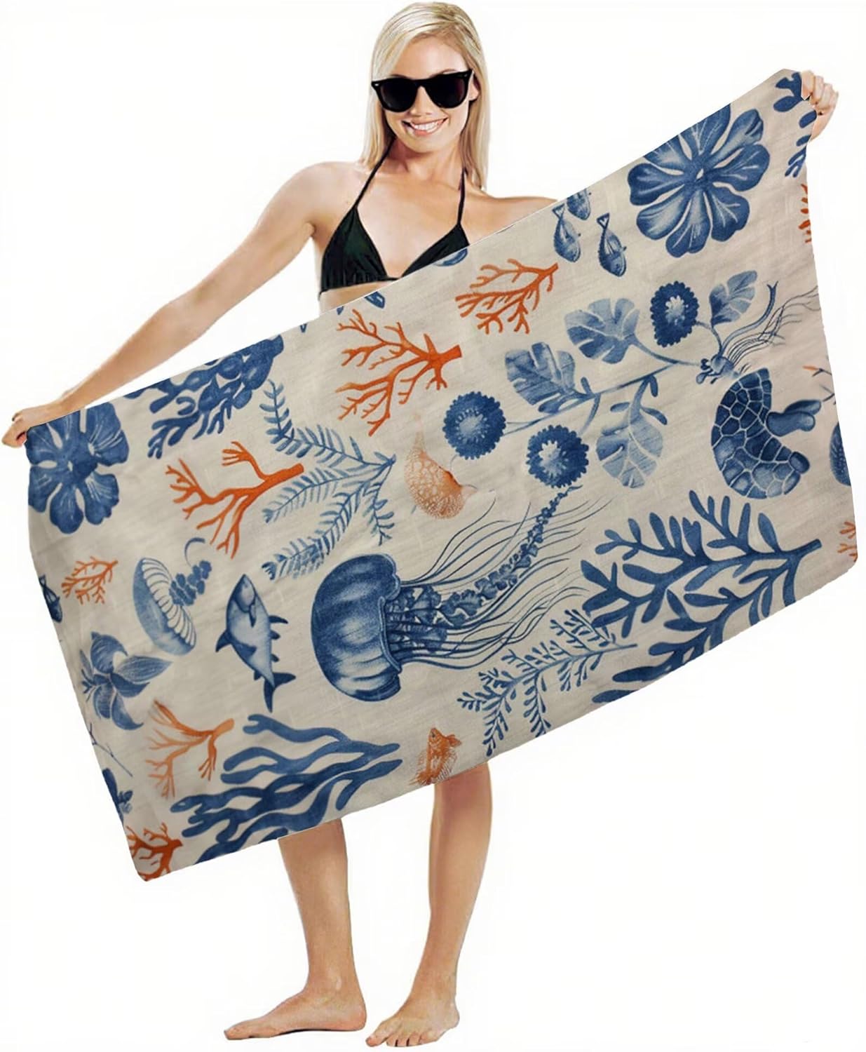 Beach Towel 100x180cm Bath Towels, Quick Dry Microfiber Towel, Sand Free, Super Absorbent, Lightweight, Compact Design, Towels for Bathroom Travel, Pool, Gym, Camping, Beach Vacation Essentials A2-255