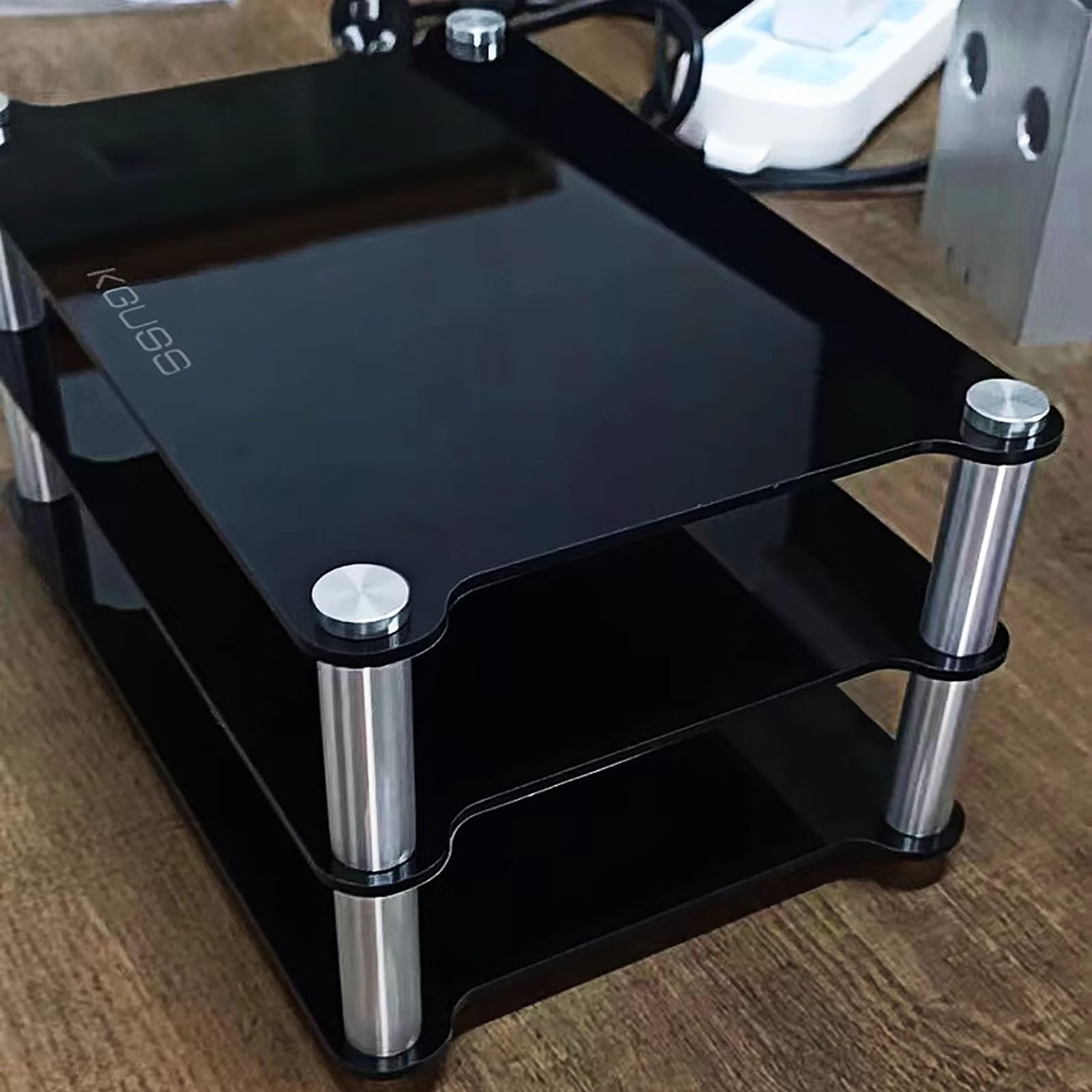 Audio Storage Media Table for Home Office System, Electronics Equipment Stereo Cabinet Stand, Video Components Organizer Console/Game Shelve(Black)