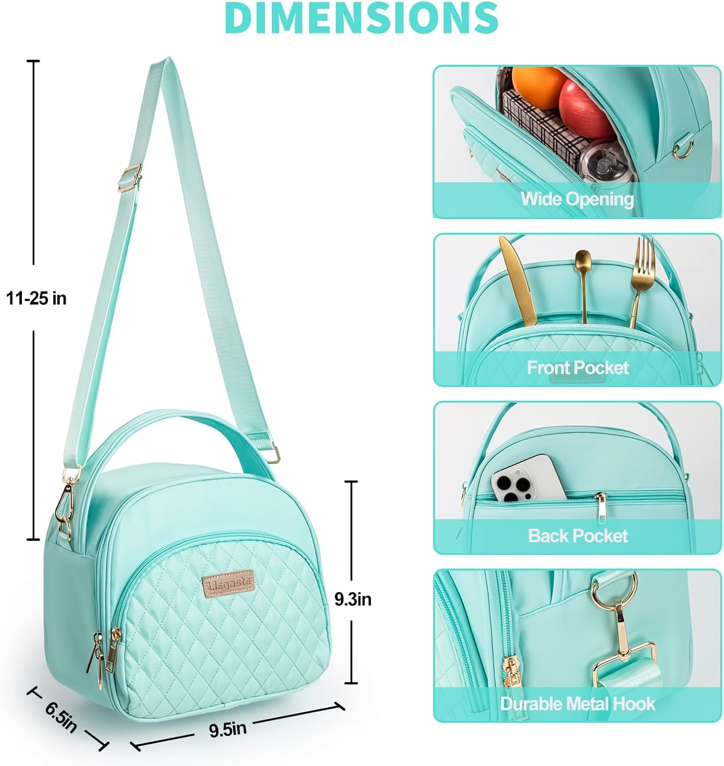 Small Lunch Bags for Women, Adults Lunch Boxes for Women, Lunch Tote Bags for Work, Insulated Lunch Bag for Women (Green), moderate - Image 3