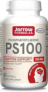 Jarrow Formulas PS 100-60 Softgels - 100 mg Phosphatidylserine (PS) - Cognition Support - Dietary Supplement Promotes Brain Health - Soy Free - Up to 60 Servings