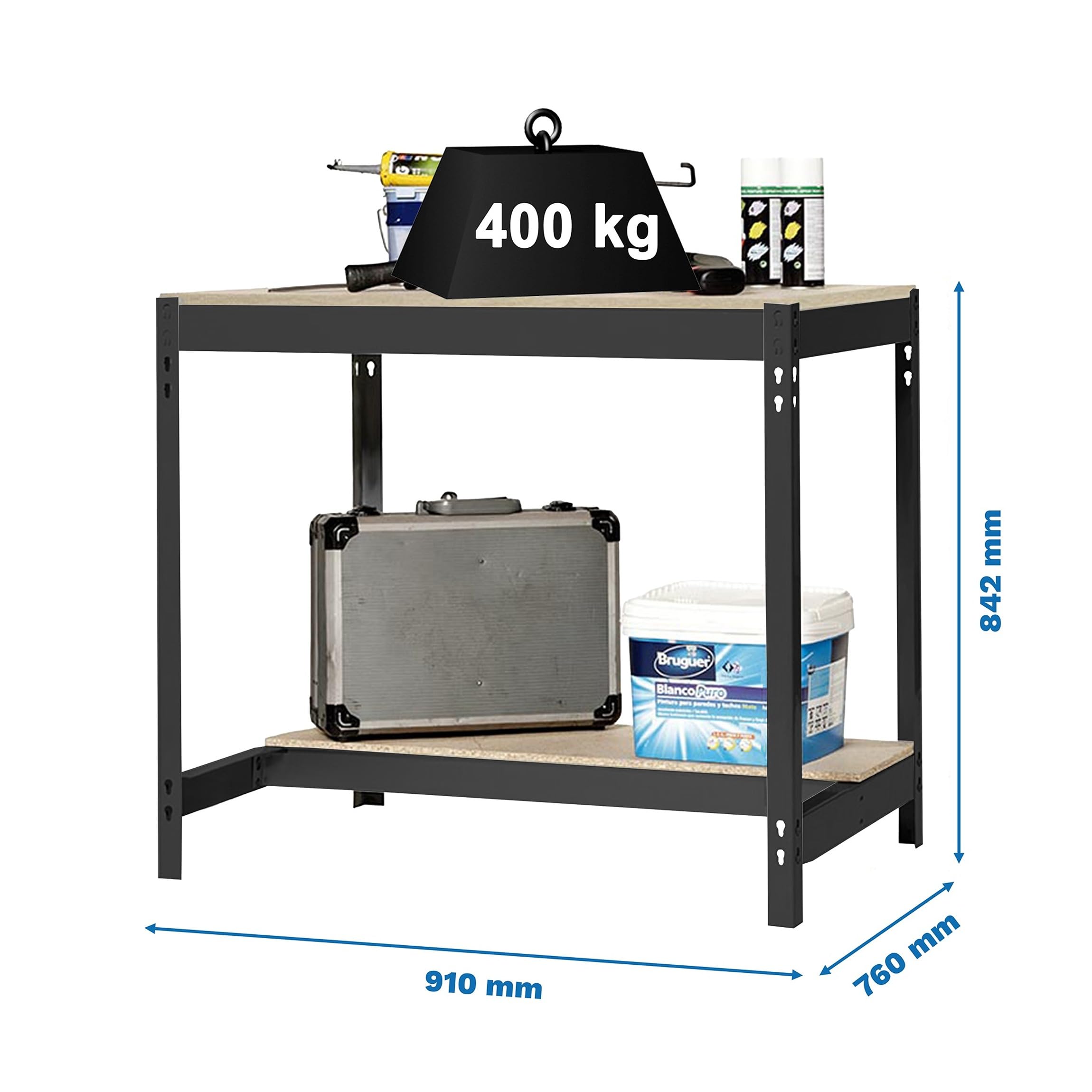 Simon Rack Mesa de Trabajo Taller 910x760 mm 400 kg Antracita/Madera BT-0