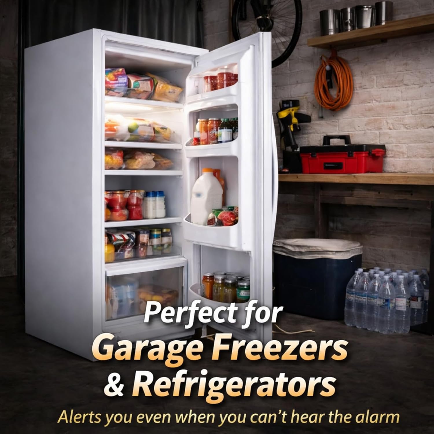 Doorsound - Freezer Refrigerator Door Alarm with Text Messages, Phone Notifications, Adjustable time delay and Volume, Chime, Door Left Open Alarm | no hub | no Subscription (2-Pack, White)