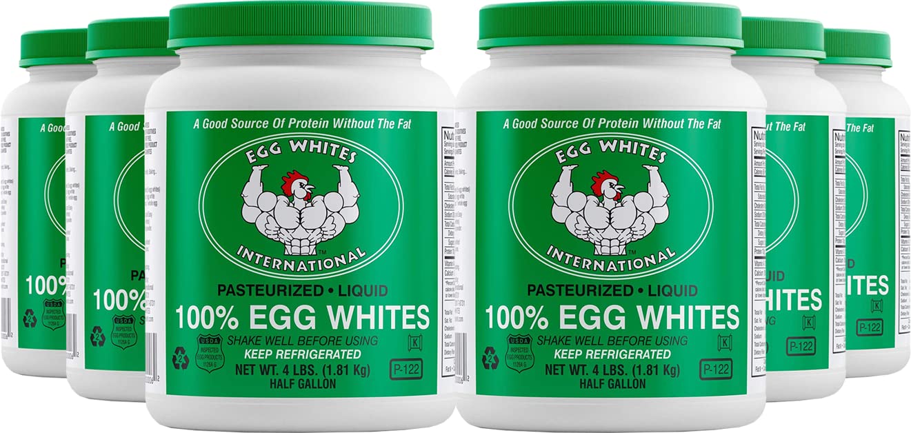 Egg Whites International 100% Pure Liquid Egg White Protein Designed to Drink. Now 100% CAGE Free (6 Half Gallons & Pump)