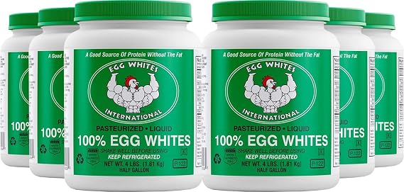 Egg Whites International 100% Pure Liquid Egg White Protein Designed to Drink. Now 100% CAGE Free (6 Half Gallons)