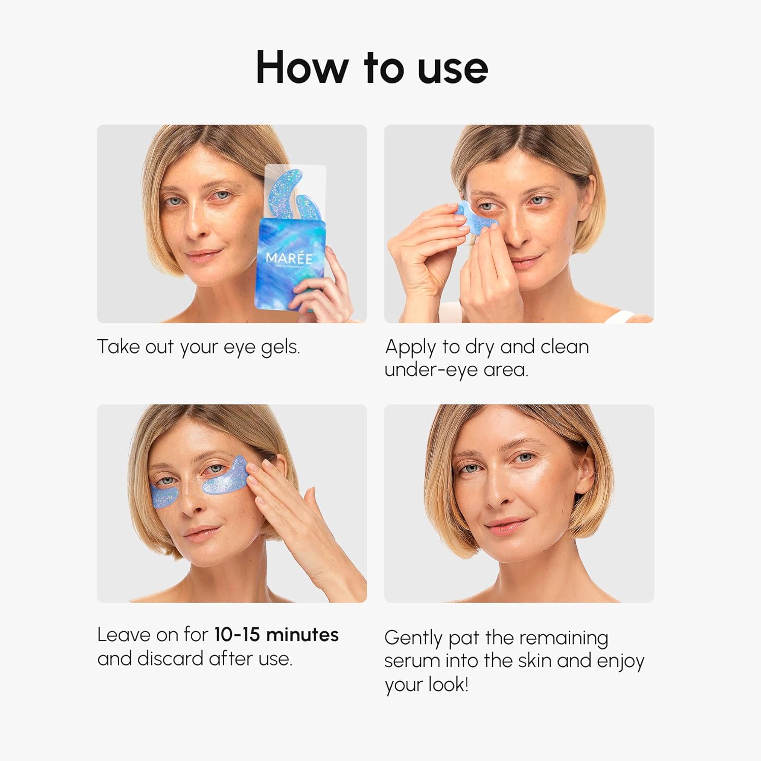 MAREE Eye Gels - Cooling Pads Under Eye Patches for Puffy Eyes and Dark Circles with Collagen & Hyaluronic Acid - Anti Wrinkles Under Eye Masks Skincare Treatment for Puffiness - Parches Para Ojeras - Image 10