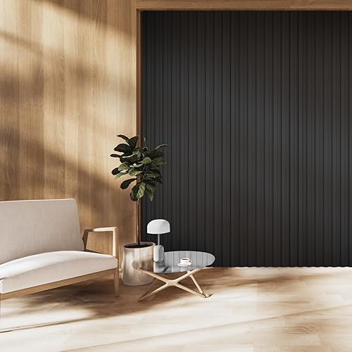 Miniatura 2 de OUZUGIE WPC Paneles de pared acústicos con listones acústicos, paquete de 8 paneles de pared 3D de 114 x 6 pulgadas para decoración de pared