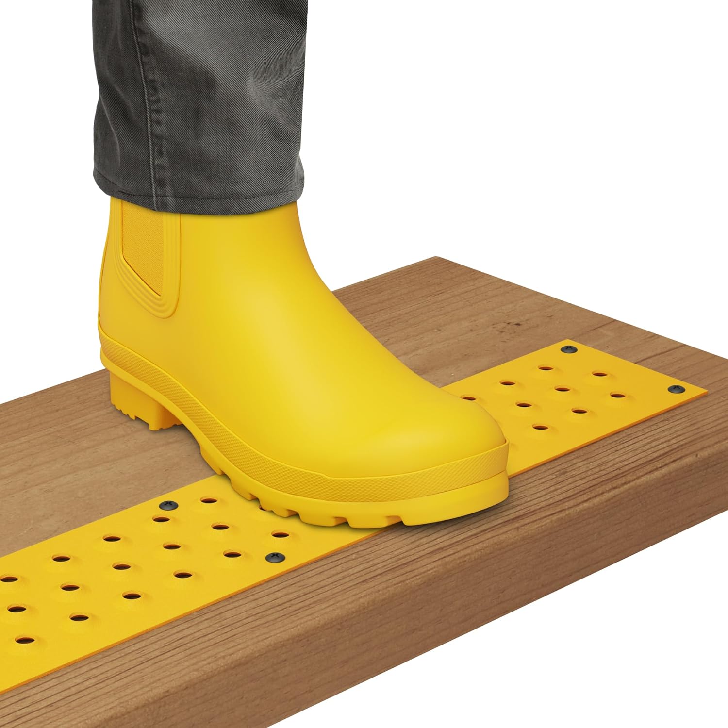 STEADY-STEP Aluminum Anti-Slip Stair Strip – 36 inch, Safety Yellow (5-Pack) – Screws Included – Made in Canada