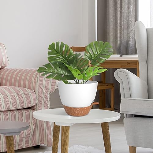 Miniatura 75 de Macetas de interior de 7/6.5/6/5.5/5 pulgadas con riego automático para plantas de interior con orificio de drenaje, macetas de plástico para Verde